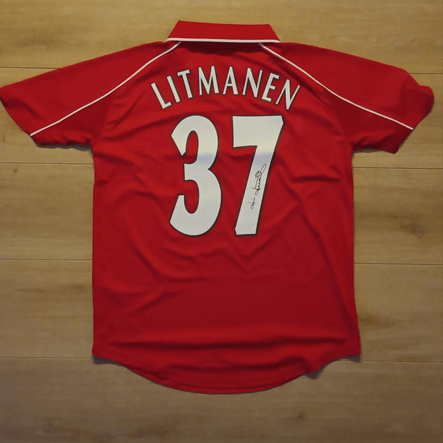 Jari Litmanen gesigneerd Liverpool shirt 