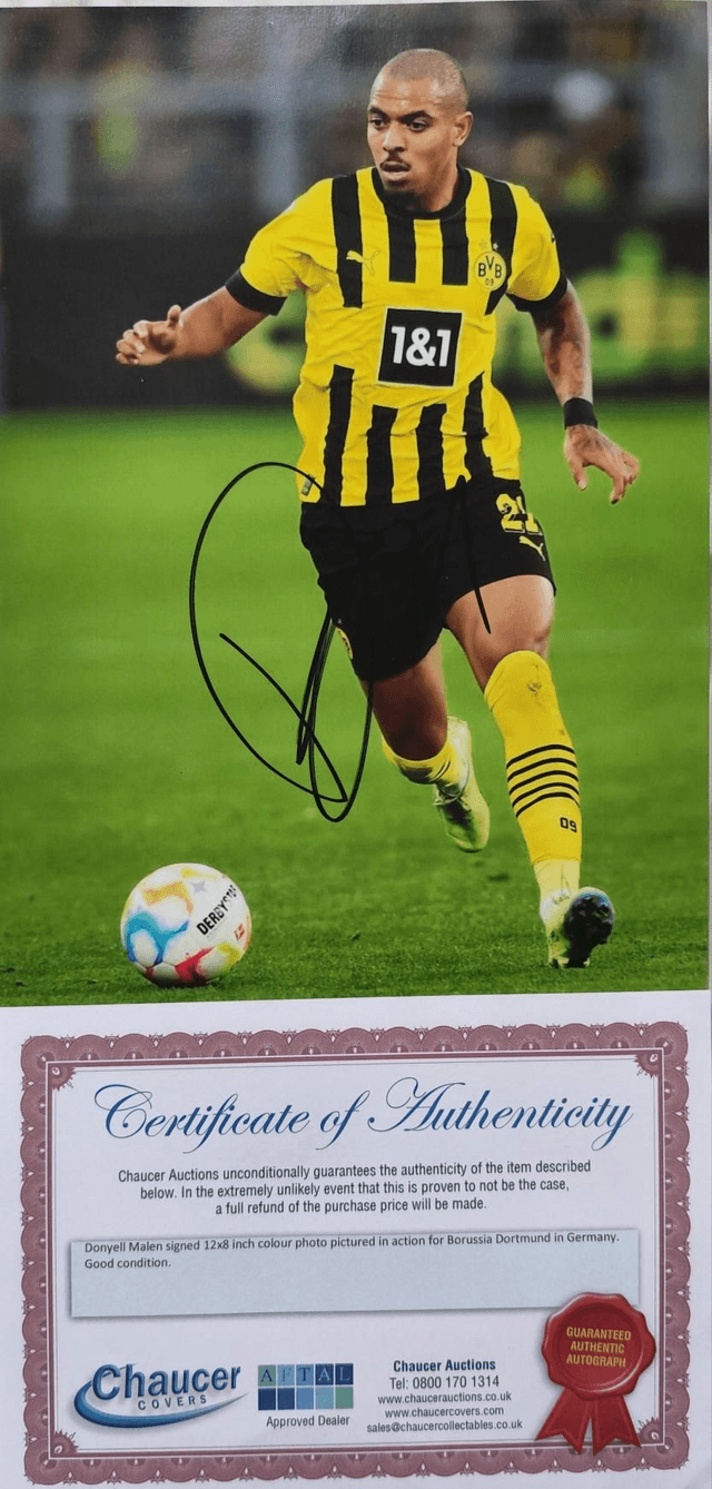 Gesigneerde Foto van Donyell Malen met Certificaat