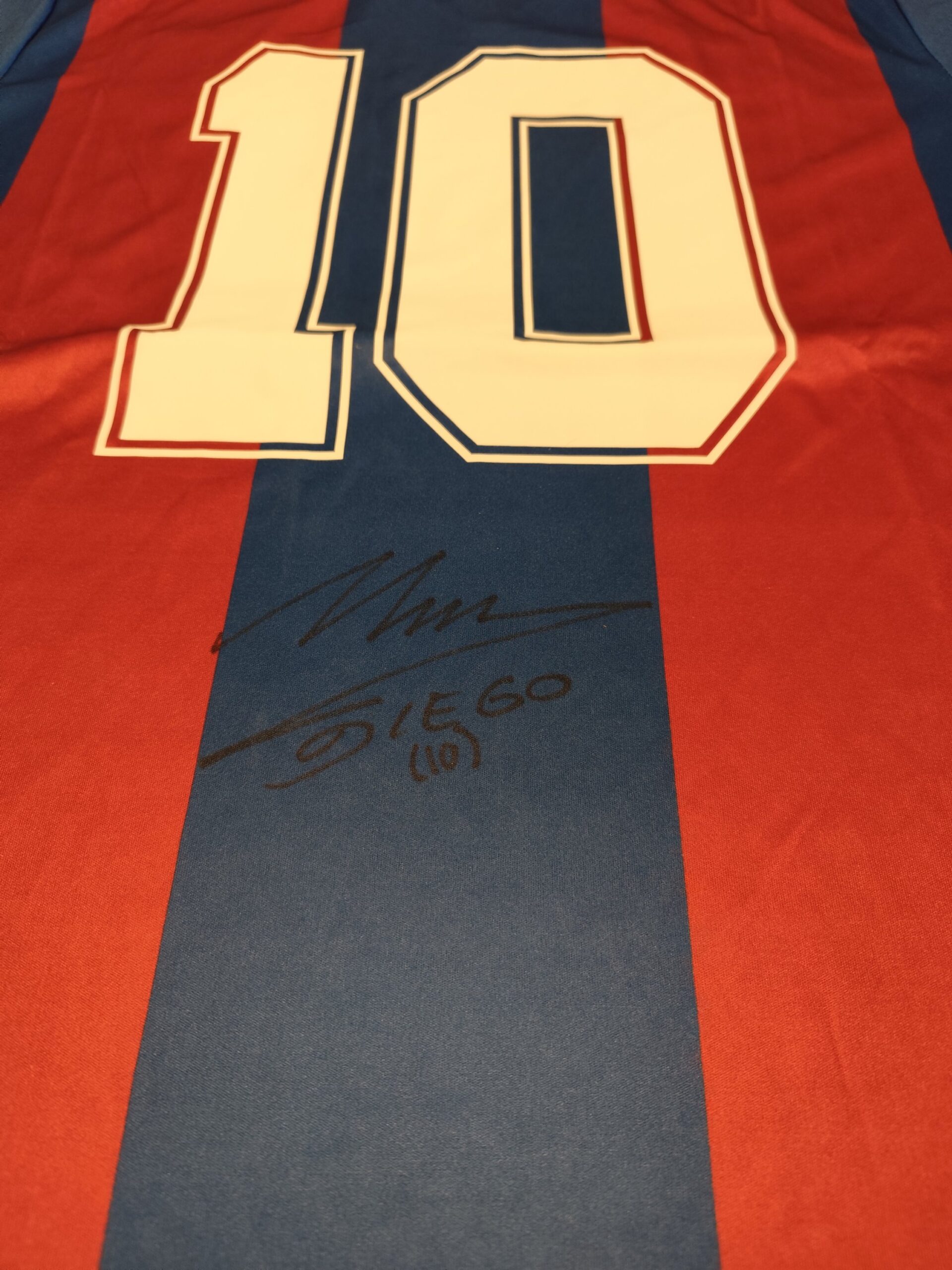 Gesigneerd Diego Maradona FC Barcelona Retro Shirt - Afbeelding 3