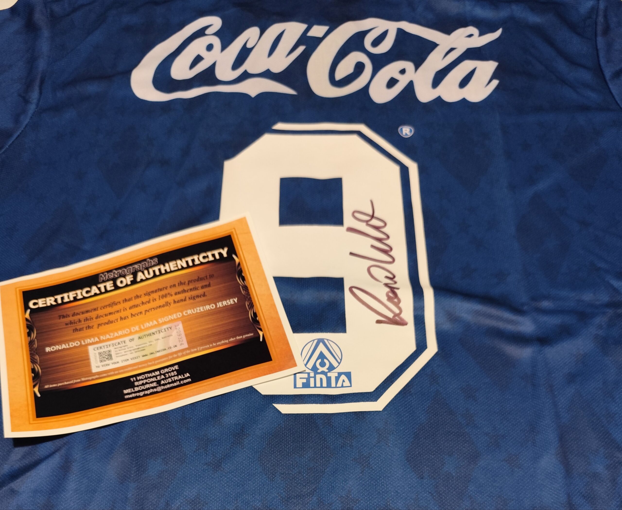 Gesigneerd Cruzeiro Shirt – Ronaldo Nazário 'O Fenômeno' (#9) - Afbeelding 4